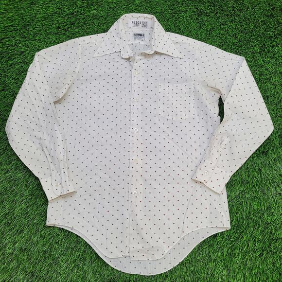 Vintage 90s Pelham Button Shirt M/L 15 21x30 Polka-Dot - Picture 1 of 10